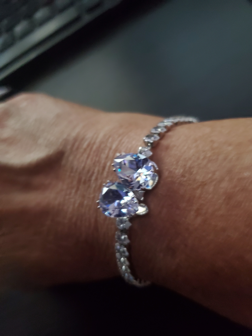 Elegant Silver Bracelet with Clear Colorful Gemstones